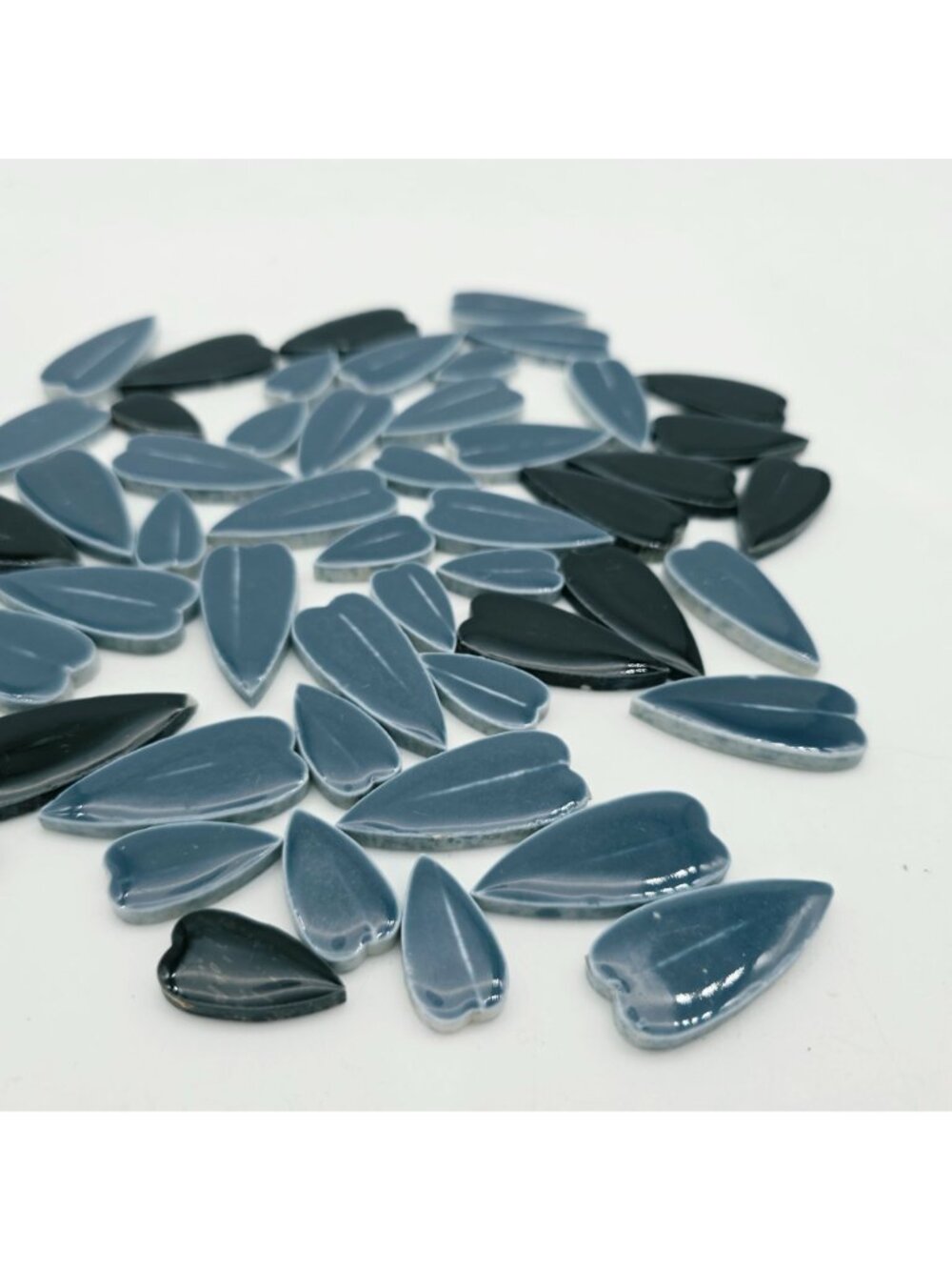 Blue Heart Shaped Ceramic Mosaic Tile Pieces For Art & Crafts Projects Lot of 50 - Picture 2 of 5